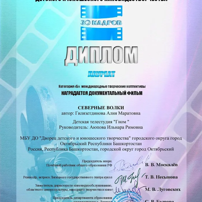 "Гном" - лауреаты международного конкурса "30 кадров"